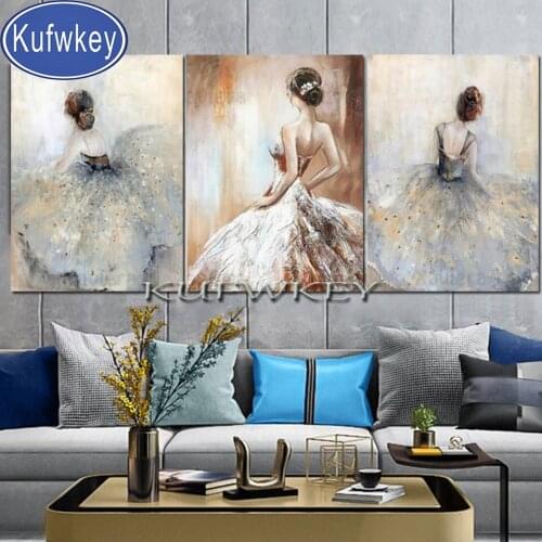 Diy Diamond mosaic Triptych Fantasy Ballet Girl Photo diamond painting full Square/Round Diamond Embroidery Personalized gift