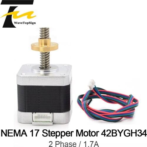 WaveTopSign Nema 17 Stepper Motor 42BYGH34 T8 Screw Lead 8mm 300mm 42 Motor 42BYGH Mill Cut CNC Engraving Machine