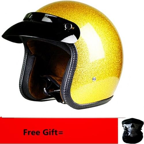 New arrival helmets open face 3/4 helmet personalized mens womens vintage retro motorcycle cascos de motociclistas helmets gold