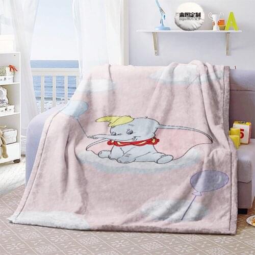 Disney Cute Cartoon Dumbo Series Pattern Plush Blanket Bed Sofa Double Cartoon Bedding Children Boys and Girls Gift Home Textile