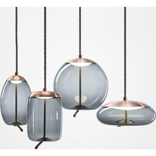 Nordic Modern Pendant Lights Designer Hemp Rope Glass LED Hanglamp For Dining Room Bedroom Bar Decor Loft Luminaire Suspension