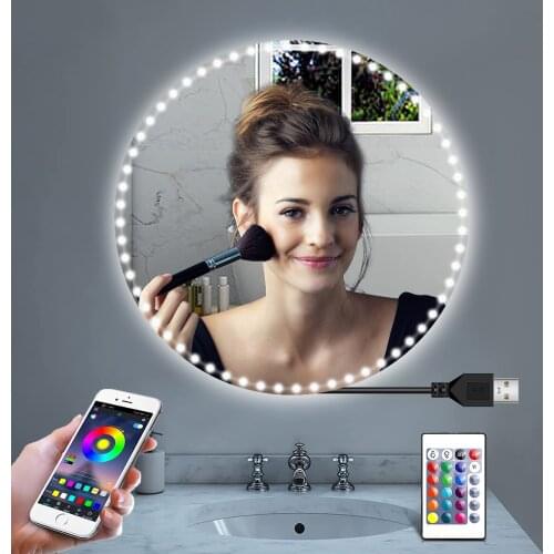 LED Makeup Mirror Light RGB 5050 Bluethooth Wireless Remote Control Vanity Dressing Table Backlight Lamp USB Ribbon Tape Decor