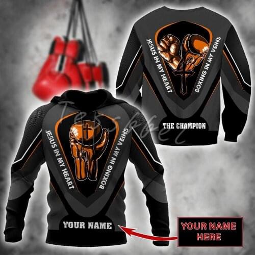 Tessffel Boxing 3D Print Fashion Mans Sweatshirt Hoodies Zipper Hooded Harajuku Boxer Streetwear Hip Hop Casual Clothing B7