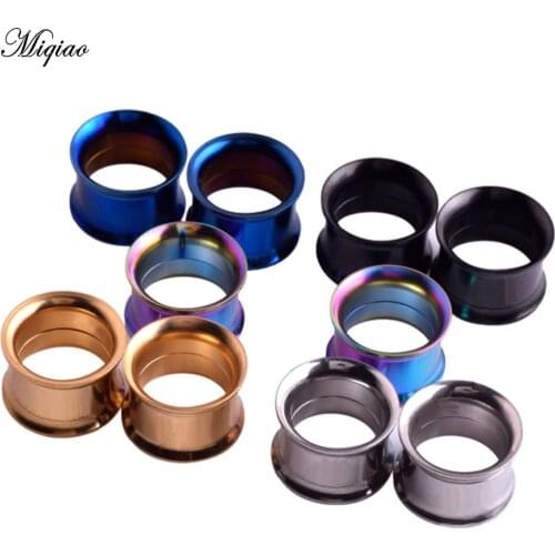 Miqiao Stainless steel double trumpet auricle threaded ear extension punk hip-hop piercing jewelry