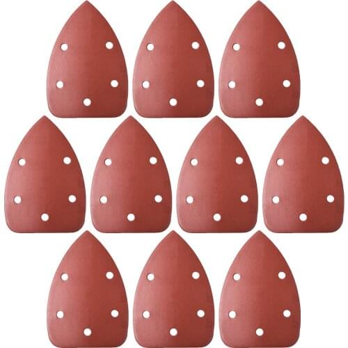 Uxcell 10pcs Mouse Detail Sander Sandpaper Pads Flocking Sanding Paper Assorted 5 Hole to Metal Non-metal Wood Rubber Glass