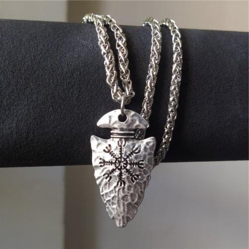 Vintage Nordic Viking 316L Stainless Steel Awe Helmet\Vegvisir Spear Pendant Necklace Mens Amulet Scandinavian Compass Jewelry