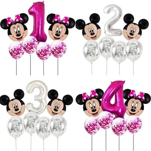 Minnie Mickey head mouse Foil Balloons Happy Birthday party Decorations kids Cartoon Party supplies pink Silver latex toys