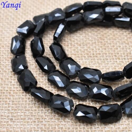 Yanqi Black Color 14x10mm20pcs Rondelle Austria Faceted Crystal Glass Beads square Loose Spacer Beads for Jewelry Making Earring