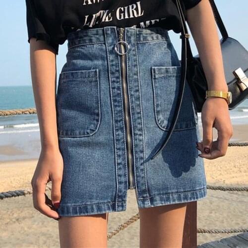 WomenS High Waist Denim Shorts Ripped Streetwear Plus Size Blue Jean 2021 New Fashion Summer Short Skirt Zipper Denim Skirt