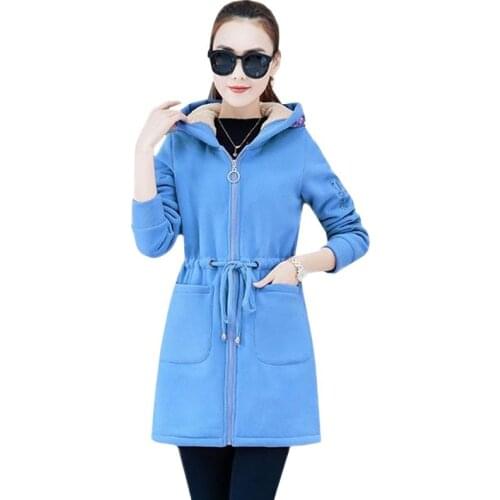 YAGENZ Women Hooded Coats Jackets Plus velvet Thicken lambswool Coat Women Plus Size Autumn Winter Clothes Casual wild Coat 839