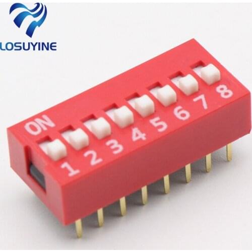 10PCS/Lot DIP Switch 8 Way 2.54mm Toggle Switch Red Snap Switch Wholesale Electronic