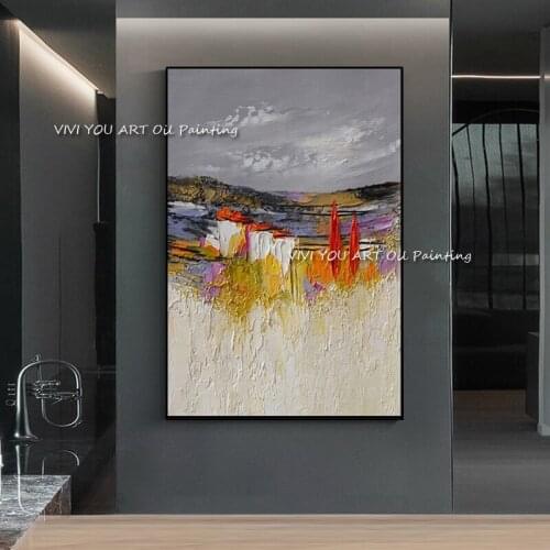 100% Hand Painted Canvas Ocean Abstract Oil Painting Thick Textured Wall Art Large Size Modern Living Room Porch Decoration