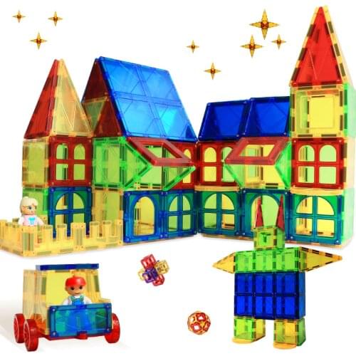 112PCS Big Size Construction Brick Building Magnets Toys Magnetic Tiles STEM DIY Designer Construction Set Model Toys for Kids