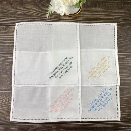 12 PCS Fashion Personalized wedding handkerchief 10x10-Irish Linen Hemstitch hankie for any wedding ceremony or special event