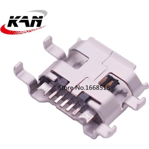20pcs/lot MICRO USB female socket Base MK5S 5p 5Pin Sink plate 4-foot vertical DIP 0.72MM Ground Wire edge curl USB Connector