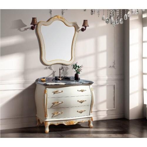 2016 hot sales solid oak wood bathroom cabinet with sink and benchtop and mirror bathroom furnitures AS1015