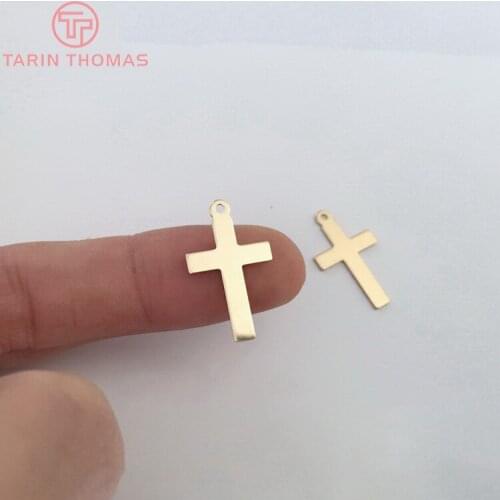 100PCS 10*6MM Not plated color Brass Cross Charms Diy Jewelry Findings Accessories wholesale