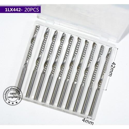 4mm*42mm-20PCS CNC solid carbide End Mill, tungsten steel woodworking router bit,1 Flute milling cutter,MDF,acrylic,PVC
