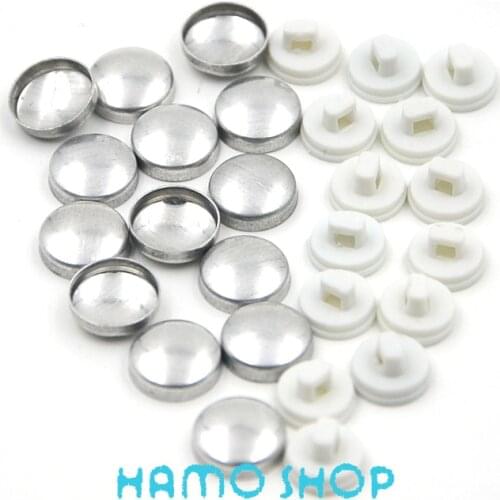 Aluminum Round Fabric Covered Cloth Button Plastic Back Cover Metal Jewelry Accessories for Handmade DIY Garment 100Sets/Lot #16