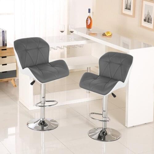 2Pcs Bar Chair Soft Thicker Leather Swivel Bar Stools Chairs Height Adjustable Pneumatic Pub Chair Home Office Kitchen Chair HWC