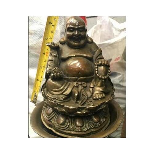 Free shipping 15cm Maitreya bronze statue+ 8cm 4 Face Maitreya Buddha Head Statue