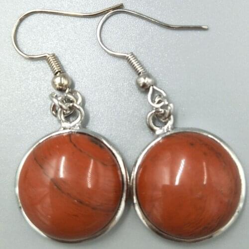 Free Shipping Women Fashion Jewelry 18mm Frame Jaspe Round Beads Dangle Earrings C5308