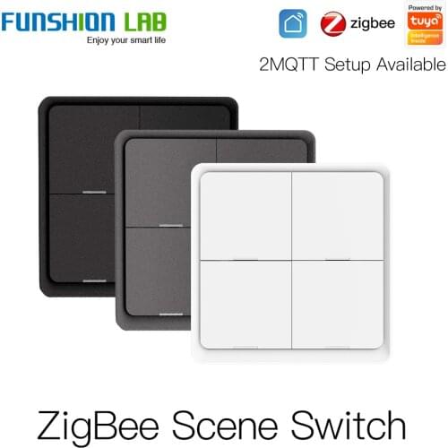 4 Gang Tuya ZigBee Wireless 12 Scene Switch Push Button Controller By battery 2MQTT Setup Automation Scenario for Tuya Devices