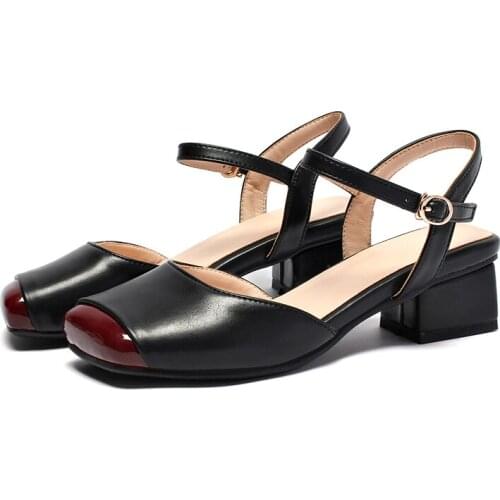 Big Size 9 10 11 12 high heels sandals women shoes woman summer ladies Square-headed sandals with thick heels and buckles