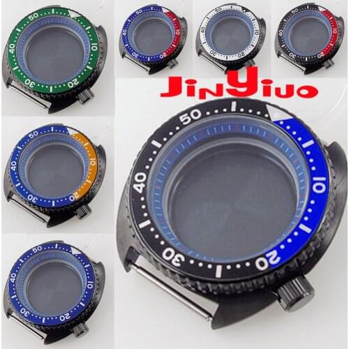 Black PVD Plated Automatic Brushed Watch Case fit NH35A NH36A Movement Chapter Ring Screwdown Crown Flat Sapphire Glass