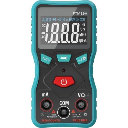 PTM19A Digital Smart Multimeter LCD Display True-RMS Multitester AC DV Voltage Current Resistance Tester