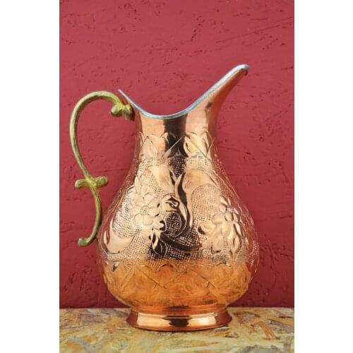 Flower Decorated Copper Jug 1500 Ml (custom handmade)