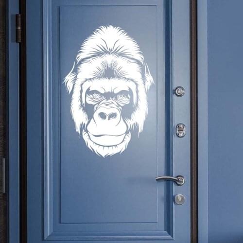 Garilla Head Africa Cool Black and White Gorilla Monkey Cartoon Vinyl Decal Bumper Sticker