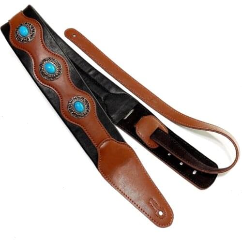 Guitar Strap Ethnic Style Leather Adjustable Acoustic Electric Belt