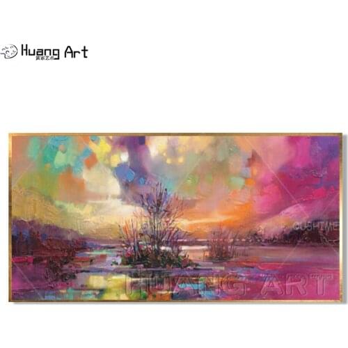 Hot Sell Modern Wall Painting for Home Decorative Art Landscape Oil Painting Handmade Colorful Sky Canvas Art Seascape