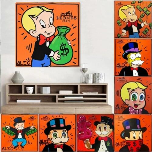 Graffiti Poster Alec Monopoly Rich Money Man Canvas Painting on The Wall Art Posters and Prints Wall Pictures Home Decor Cuadros