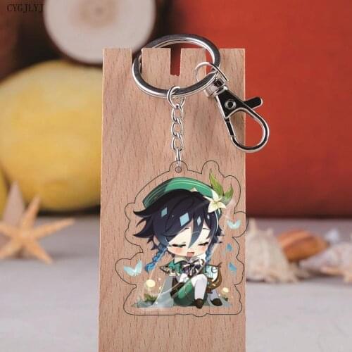 Game Genshin Impact Zhongli Character Acrylic Keychain Model Plate Desk Decor Barbara Cute Key Ring Gift For Men Women Jewelry