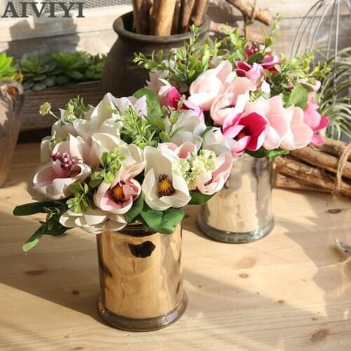 Artificial silk Magnolia Flowers bouquet home decor wedding DIY decoration fleur artificielle fake flower flores 2 colors