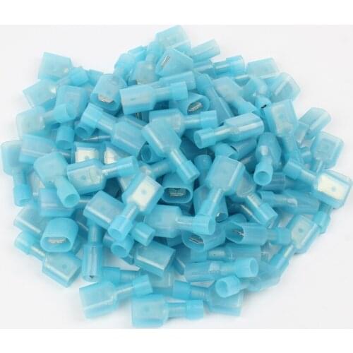 NEW 50PCS MDFN2-250 MDFN2.5-250 NYLON Brass Male Insulated Spade Joint Cable Wire Connector Suit 1.5-2.5mm2 16-14AWG