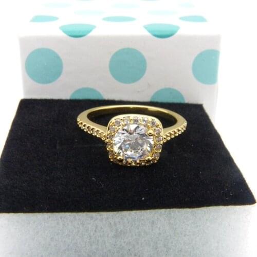 Classic Round Cut 1.0ct Wedding Yellow Gold Filled Engagement Womens Ring Halo Jewelry Size 8