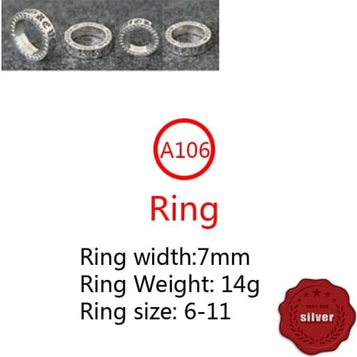 A106 S925 sterling silver ring jewelry personality trend simple cross flower letter fashion popular hip-hop style gift for lover