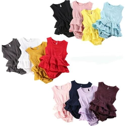 12 Colors Baby Girl Ruffle Solid cute Romper Jumpsuit Sunsuit for Newborn Infant baby Clothes Kid Clothing