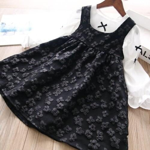 Girls Sets 2021 Fall New Baby Girl Bow T shirts And Sleeveless Dress 2Pcs Suits Children Outfits Wholesale