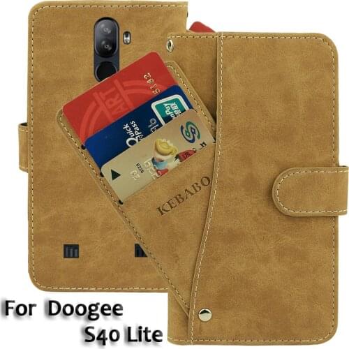 Leather Wallet Doogee S40 Lite Case 5.5" Flip Retro Luxury Front Card Slots Cases Cover Business Magnetic Phone Bags