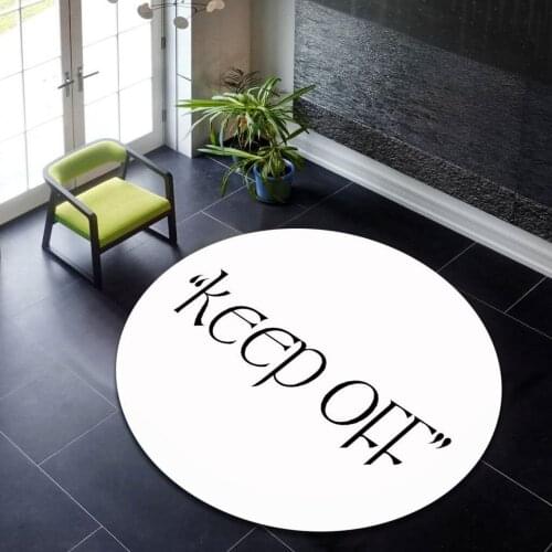 Keep Off White Pattern Round Rug, Round Carpet, Circle Area Rug, Modern Round Carpet, Popular Rug, Themed Rug, Home Decoration
