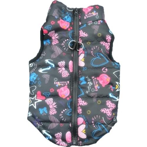 Pet Dog Jacket Clothes Winter Printed Floral Puppy Vest Zippr Closure