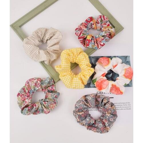 Summer Girl Hair Scrunchie Cute Floral Large Intestine Hair Ring Rubber Band Girls Sweet Rope Hair Accessories