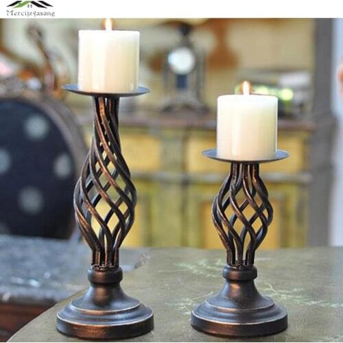 Metal Candle Holders Stand Pillar Iron Black Europe Candlestick For Candelabra Wedding Decoration Portavelas Candelabra 04901