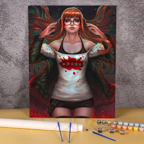 Cartoon Girl Woman Diy Paint Complete Kit Acrylic Canvas Pictures Loft Picture Handicraft DIY Paint Art