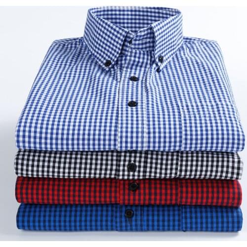Men Dress Shirts Long Sleeves Turn-Down Collar Plaid Confortable Soft Cotton Casual Shirts For Men Spring Summer New Fashion