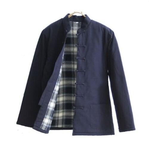 Plus Size 4XL Cotton Men Wadded Jacket Traditional Chinese Male Kung Fu Tai Chi Coat Winter Thick Warm Outwear With Line